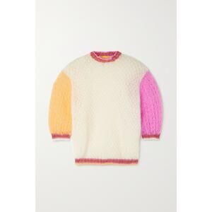 Rose Carmine's COLOR-BLOCK METALLIC MOHAIR-BLEND SWEATER IN WHITE size 1